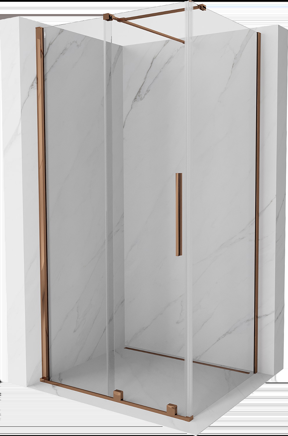 Mexen Velar cabină de duș extensibilă 90 x 85 cm, transparent, Roz-auriu - 871-090-085-01-60