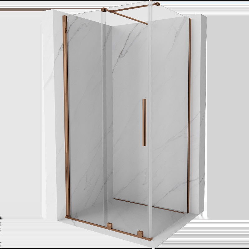 Mexen Velar cabină de duș extensibilă 130 x 80 cm, transparent, Roz-auriu - 871-130-080-01-60