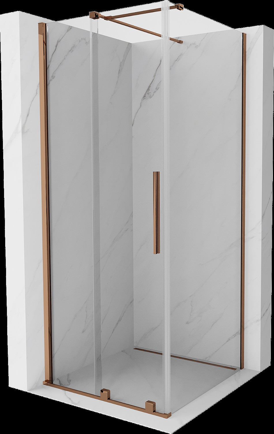 Mexen Velar cabină de duș extensibilă 110 x 110 cm, transparent, Roz-auriu - 871-110-110-01-60