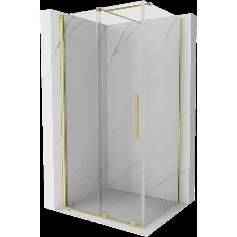 Mexen Velar cabină de duș extensibilă 90 x 70 cm, transparent, auriu cu aspect periat - 871-090-070-01-55