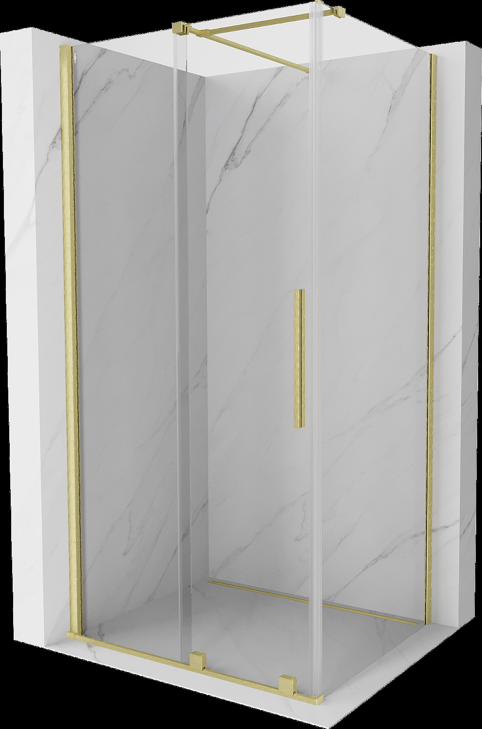 Mexen Velar cabină de duș extensibilă 90 x 70 cm, transparent, auriu cu aspect periat - 871-090-070-01-55