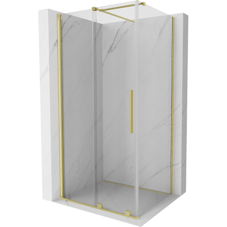 Mexen Velar cabină de duș extensibilă 110 x 90 cm, transparent, auriu cu aspect periat - 871-110-090-01-55