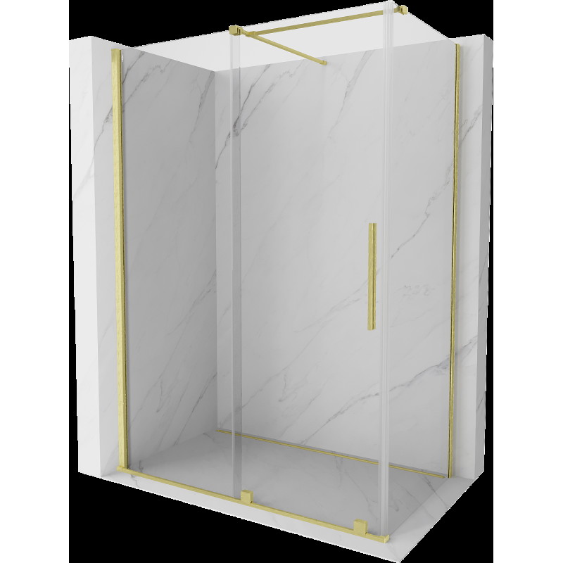 Mexen Velar cabină de duș extensibilă 140 x 80 cm, transparent, auriu cu aspect periat - 871-140-080-01-55