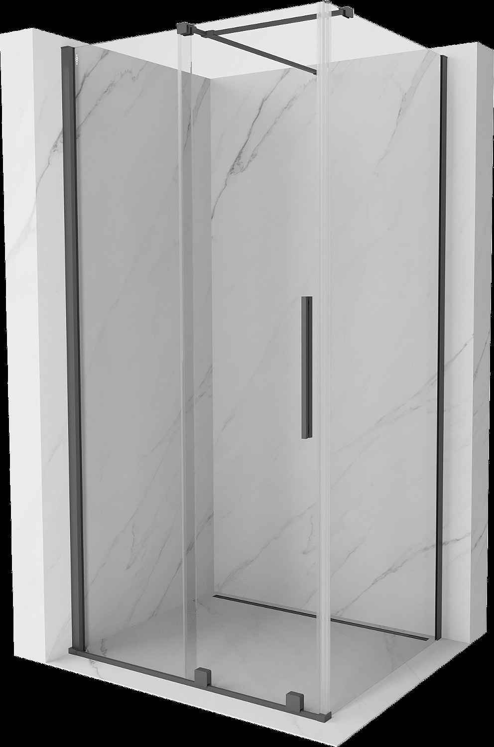 Mexen Velar cabină de duș extensibilă 90 x 70 cm, transparent, gun gray cu aspect periat - 871-090-070-01-66