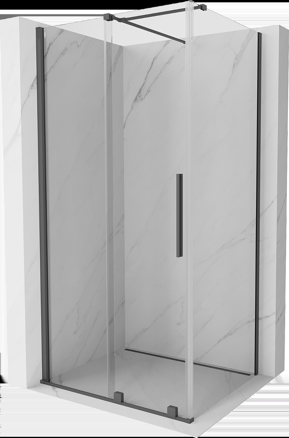 Mexen Velar cabină de duș extensibilă 100 x 90 cm, transparent, gun gray cu aspect periat - 871-100-090-01-66