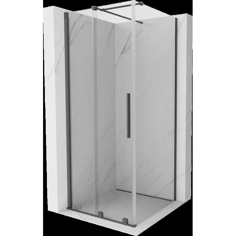 Mexen Velar cabină de duș extensibilă 100 x 100 cm, transparent, gun gray cu aspect periat - 871-100-100-01-66