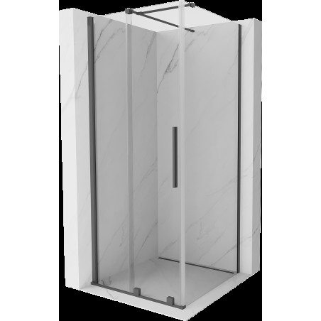 Mexen Velar cabină de duș extensibilă 100 x 100 cm, transparent, gun gray cu aspect periat - 871-100-100-01-66