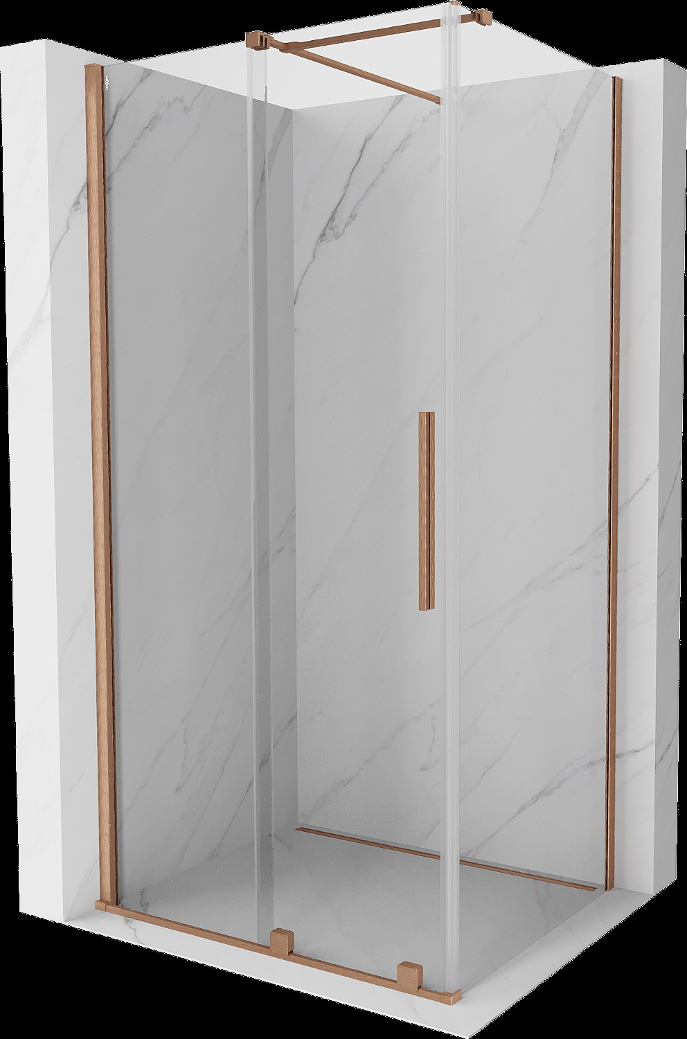 Mexen Velar cabină de duș extensibilă 90 x 80 cm, transparent, Cupru cu aspect periat - 871-090-080-01-65