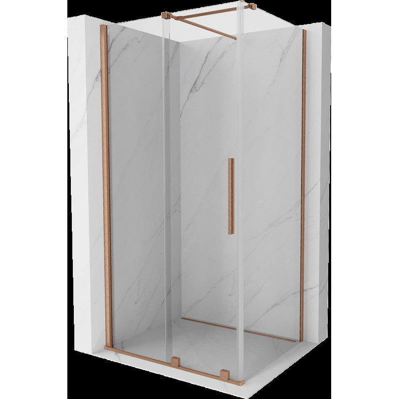 Mexen Velar cabină de duș extensibilă 120 x 110 cm, transparent, Cupru cu aspect periat - 871-120-110-01-65