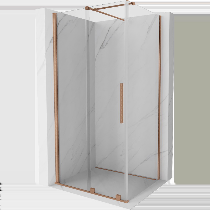 Mexen Velar cabină de duș extensibilă 140 x 100 cm, transparent, Cupru cu aspect periat - 871-140-100-01-65