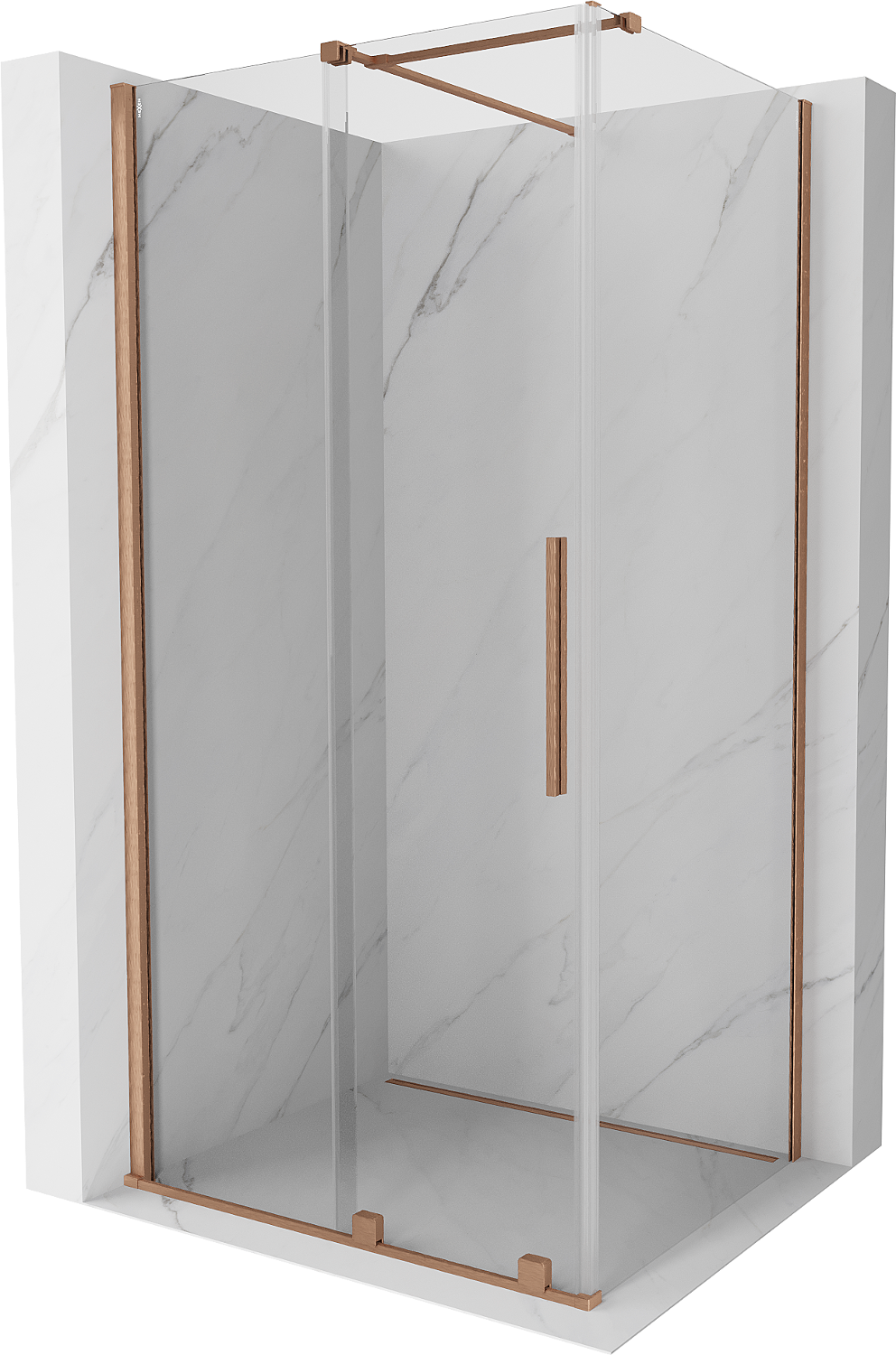 Mexen Velar cabină de duș extensibilă 150 x 100 cm, transparent, Cupru cu aspect periat - 871-150-100-01-65