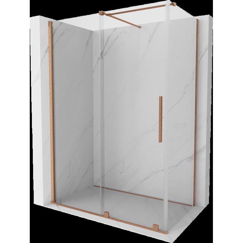 Mexen Velar cabină de duș extensibilă 130 x 75 cm, transparent, Cupru cu aspect periat - 871-130-075-01-65