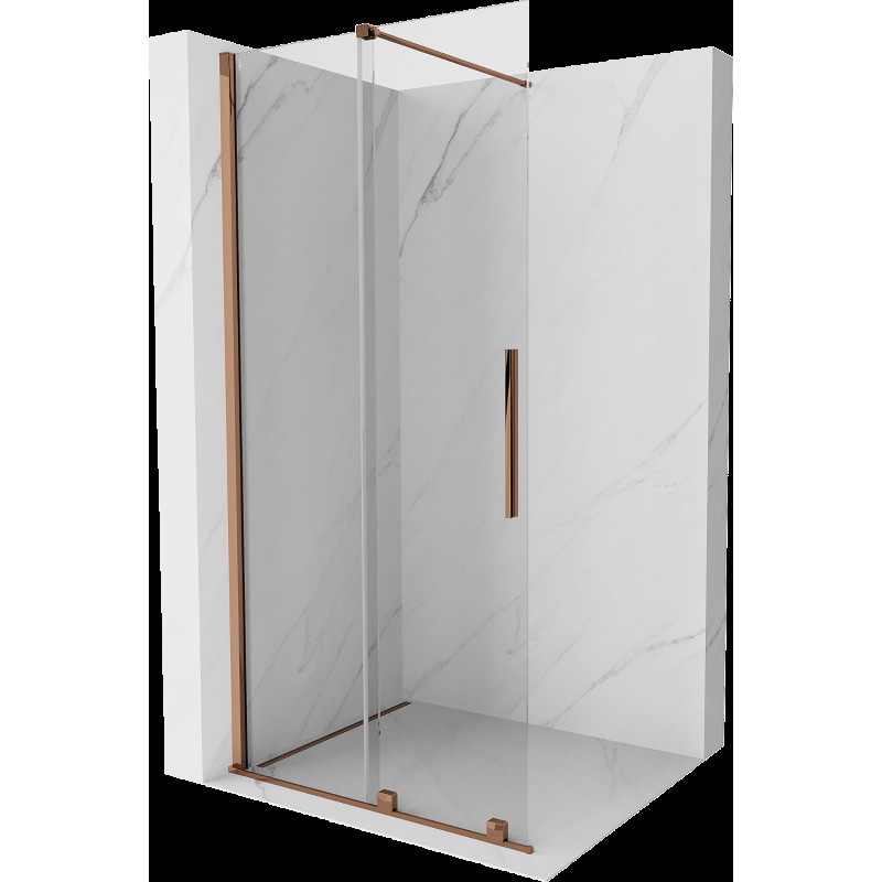 Mexen Velar perete de duș extensibil Walk-in 70 x 200 cm, transparent 8 mm, aur roz - 871-070-000-03-60