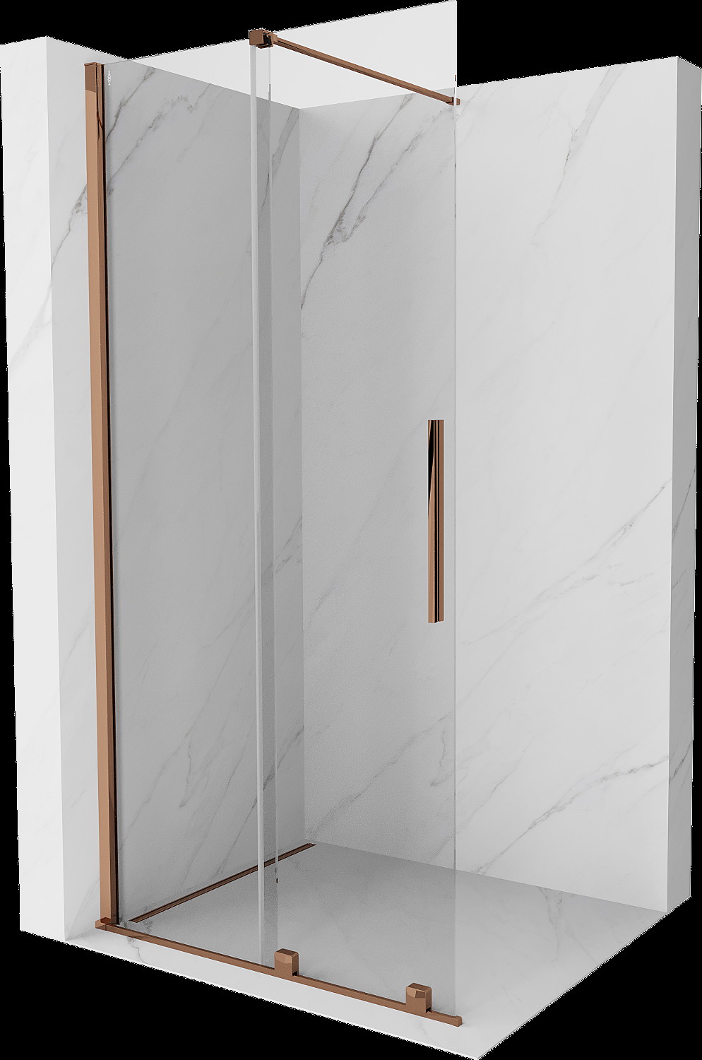 Mexen Velar perete de duș extensibil Walk-in 70 x 200 cm, transparent 8 mm, aur roz - 871-070-000-03-60