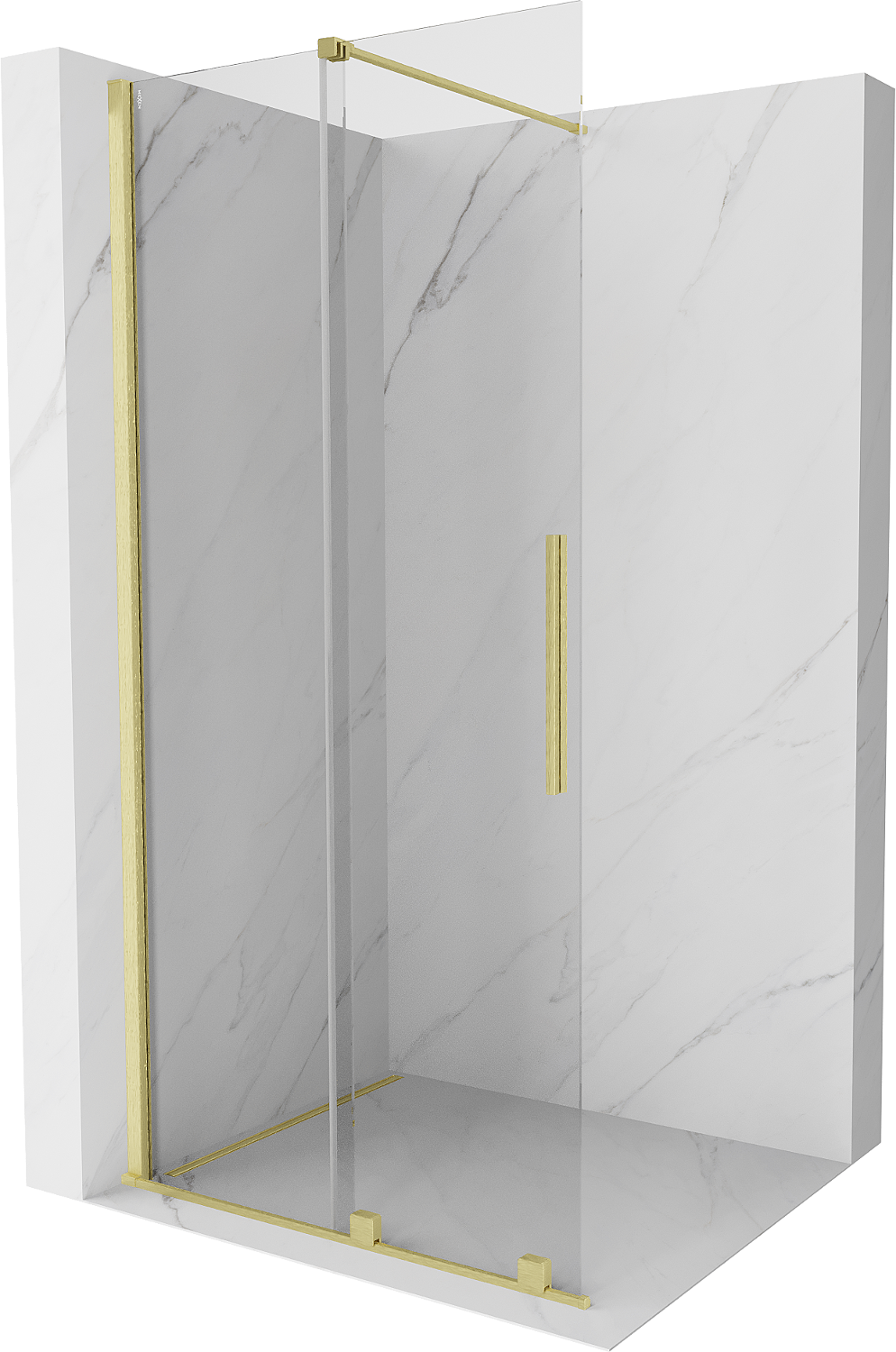 Mexen Velar perete de duș glisant Walk-in 85 x 200 cm, transparent 8 mm, finisaj auriu periat - 871-085-000-03-55