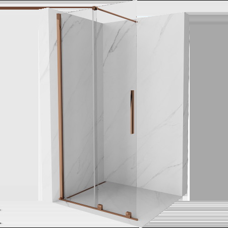 Mexen Velar perete pentru dus glisant Walk-in 100 x 200 cm, transparent 8 mm, aur roz - 871-100-000-03-60