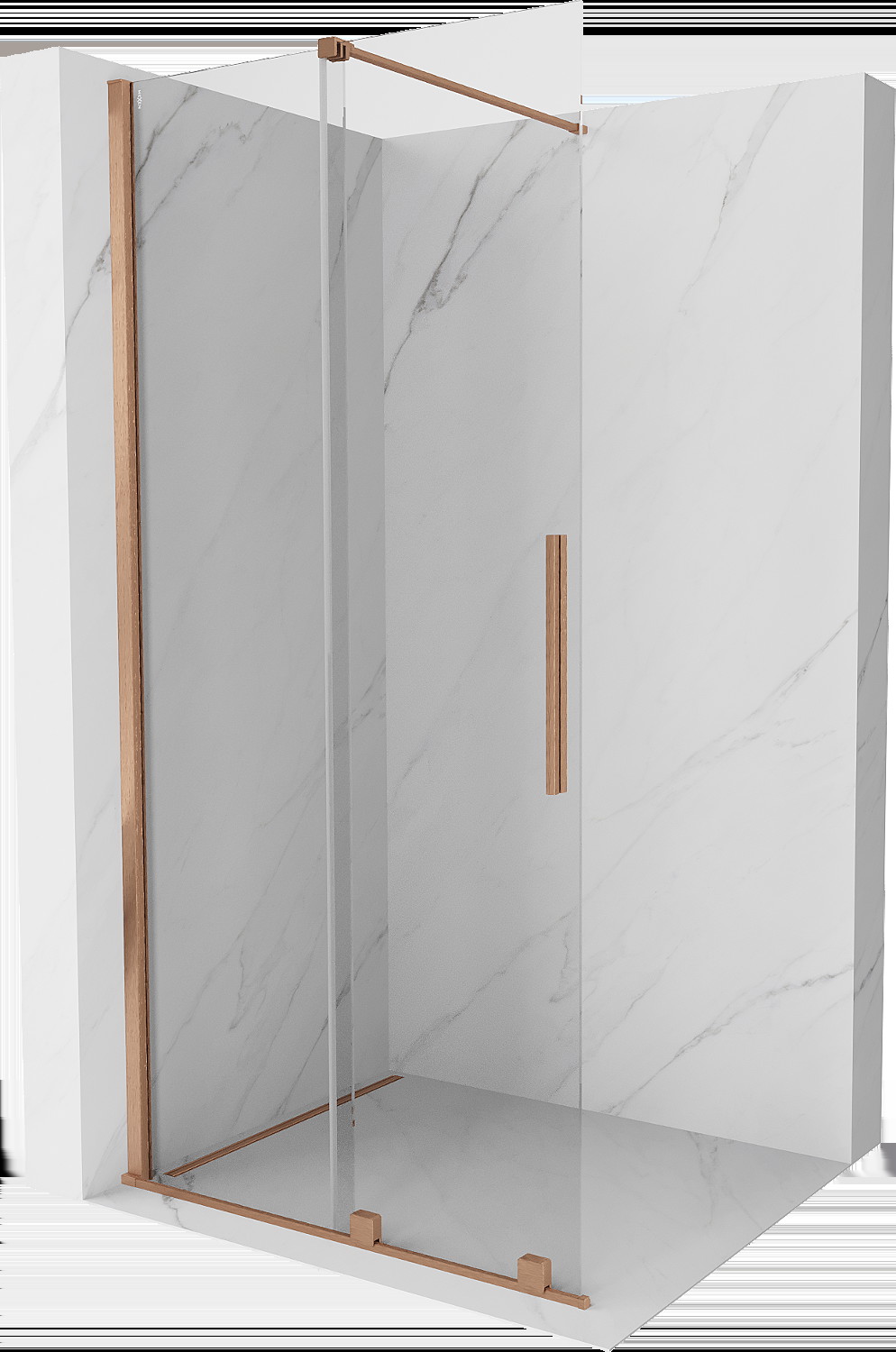 Mexen Velar pereți de duș extensibili Walk-in 100 x 200 cm, transparent 8 mm, cupru periat - 871-100-000-03-65