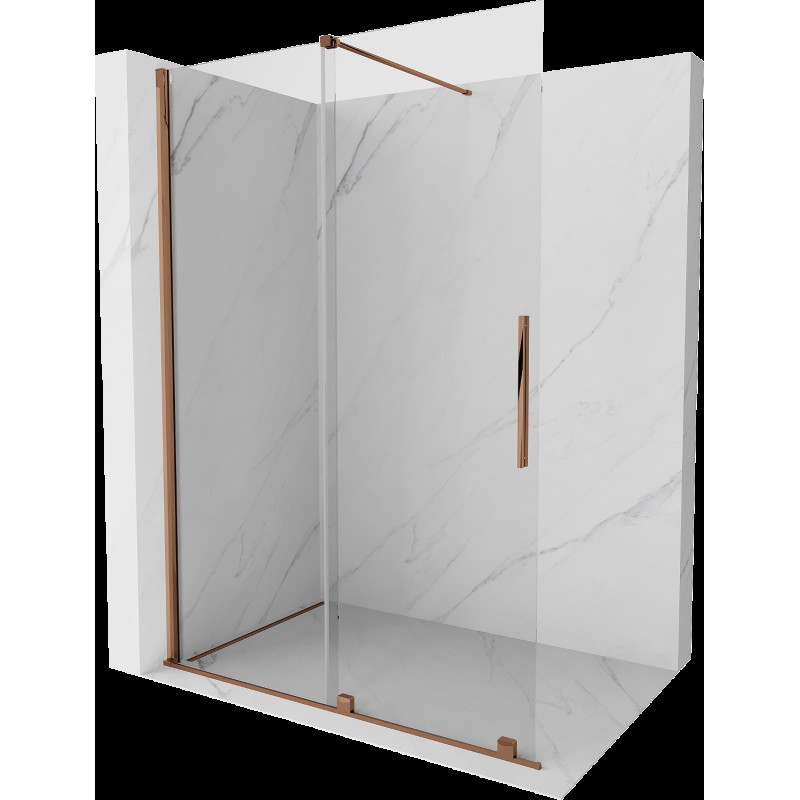 Mexen Velar perete de duș glisant Walk-in 140 x 200 cm, transparent 8 mm, aur roz - 871-140-000-03-60