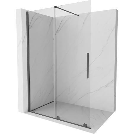 Mexen Velar panou de duș extensibil Walk-in 130 x 200 cm, sticlă transparentă 8 mm, gri pistol periat - 871-130-000-03-66