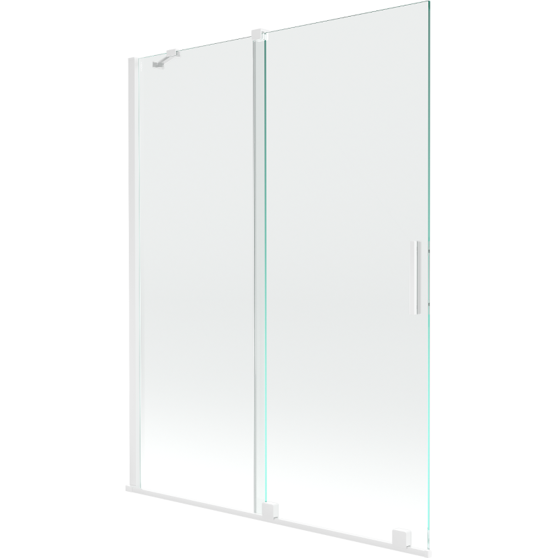 Mexen Velar paravan cadă 2-aripi culisant 130 x 150 cm, transparent, Albă - 896-130-000-01-20