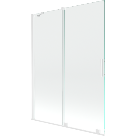 Mexen Velar paravan cadă 2-aripi culisant 130 x 150 cm, transparent, Albă - 896-130-000-01-20