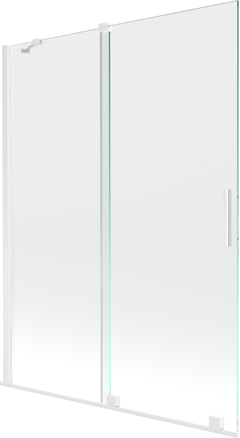 Mexen Velar paravan cadă 2-aripi culisant 130 x 150 cm, transparent, Albă - 896-130-000-01-20