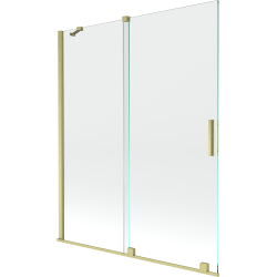 Mexen Velar paravan cadă 2-aripi culisant 140 x 150 cm, transparent, auriu cu aspect periat - 896-140-000-01-55