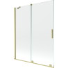 Mexen Velar paravan cadă 2-aripi culisant 140 x 150 cm, transparent, auriu cu aspect periat - 896-140-000-01-55