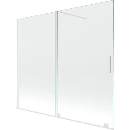 Mexen Velar paravan cadă 2-aripi culisant 180 x 150 cm, transparent, Albă - 896-180-000-01-20