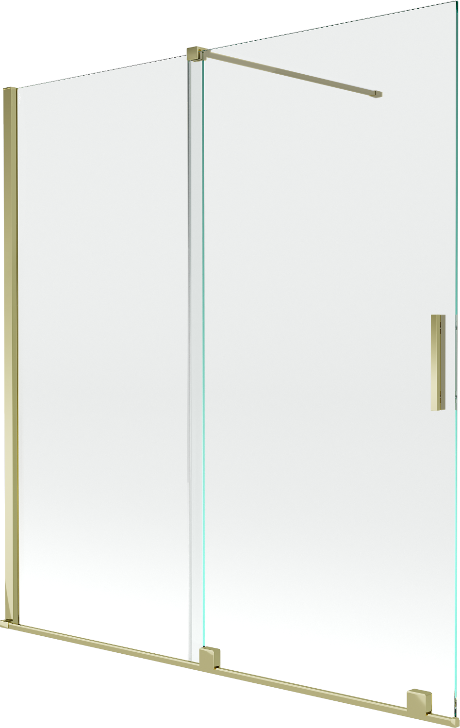 Mexen Velar paravan cadă 2-aripi culisant 150 x 150 cm, transparent, Auriu - 896-150-000-01-50