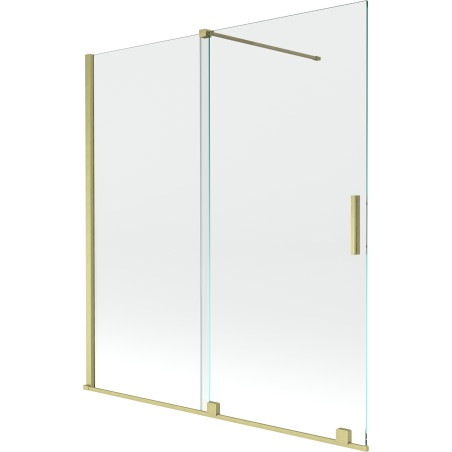 Mexen Velar paravan cadă 2-aripi culisant 150 x 150 cm, transparent, auriu cu aspect periat - 896-150-000-01-55