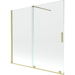 Mexen Velar paravan cadă 2-aripi culisant 160 x 150 cm, transparent, auriu cu aspect periat - 896-160-000-01-55