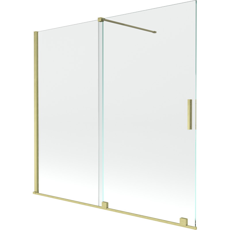 Mexen Velar paravan cadă 2-aripi culisant 160 x 150 cm, transparent, auriu cu aspect periat - 896-160-000-01-55