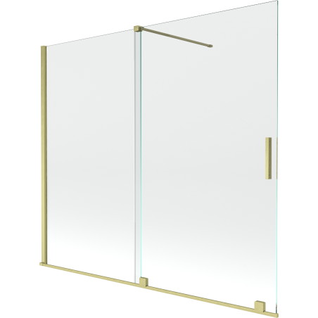 Mexen Velar paravan cadă 2-aripi culisant 180 x 150 cm, transparent, auriu cu aspect periat - 896-180-000-01-55