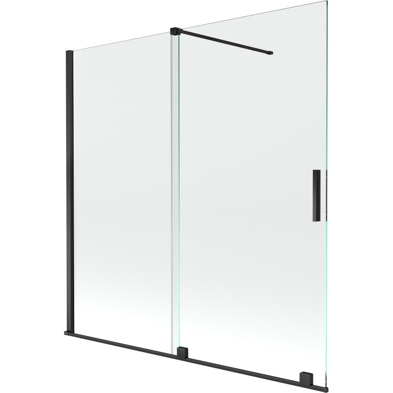 Mexen Velar paravan cadă 2-aripi culisant 160 x 150 cm, transparent, Neagră - 896-160-000-01-70