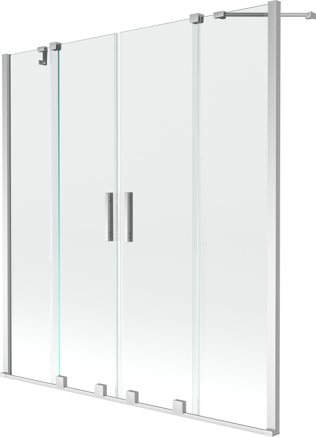 Mexen Velar Duo paravan cadă 2-aripi culisant 150 x 150 cm, transparent, Crom - 896-150-000-02-01