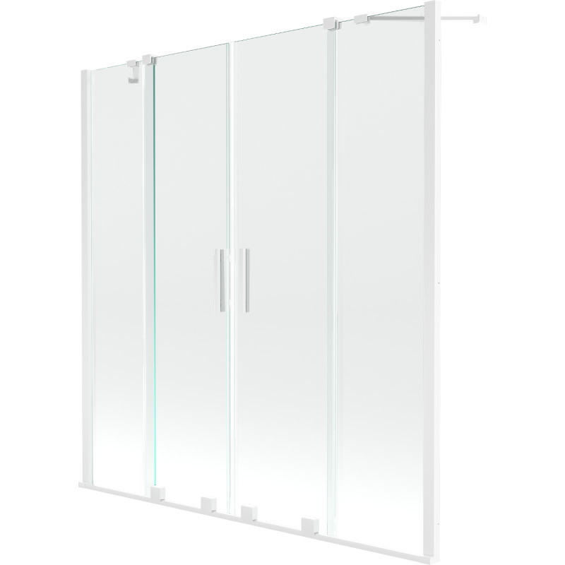 Mexen Velar Duo paravan cadă 2-aripi culisant 150 x 150 cm, transparent, Albă - 896-150-000-02-20