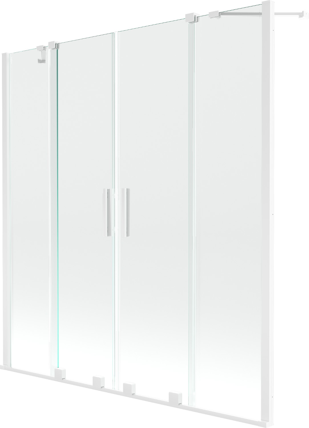 Mexen Velar Duo paravan cadă 2-aripi culisant 150 x 150 cm, transparent, Albă - 896-150-000-02-20