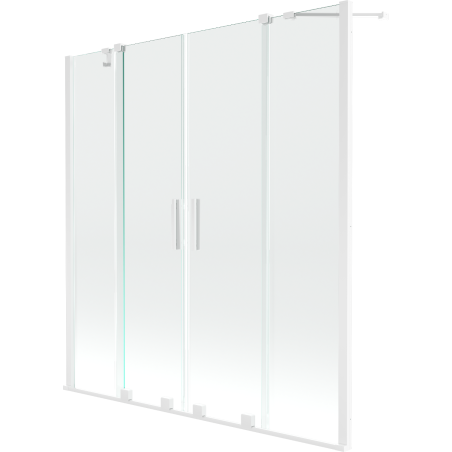 Mexen Velar Duo paravan cadă 2-aripi culisant 160 x 150 cm, transparent, Albă - 896-160-000-02-20