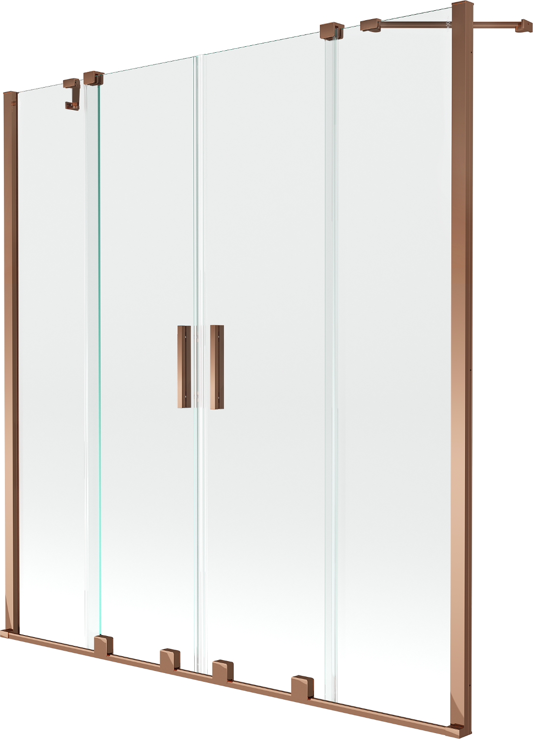 Mexen Velar Duo paravan cadă 2-aripi culisant 140 x 150 cm, transparent, Roz-auriu - 896-140-000-02-60