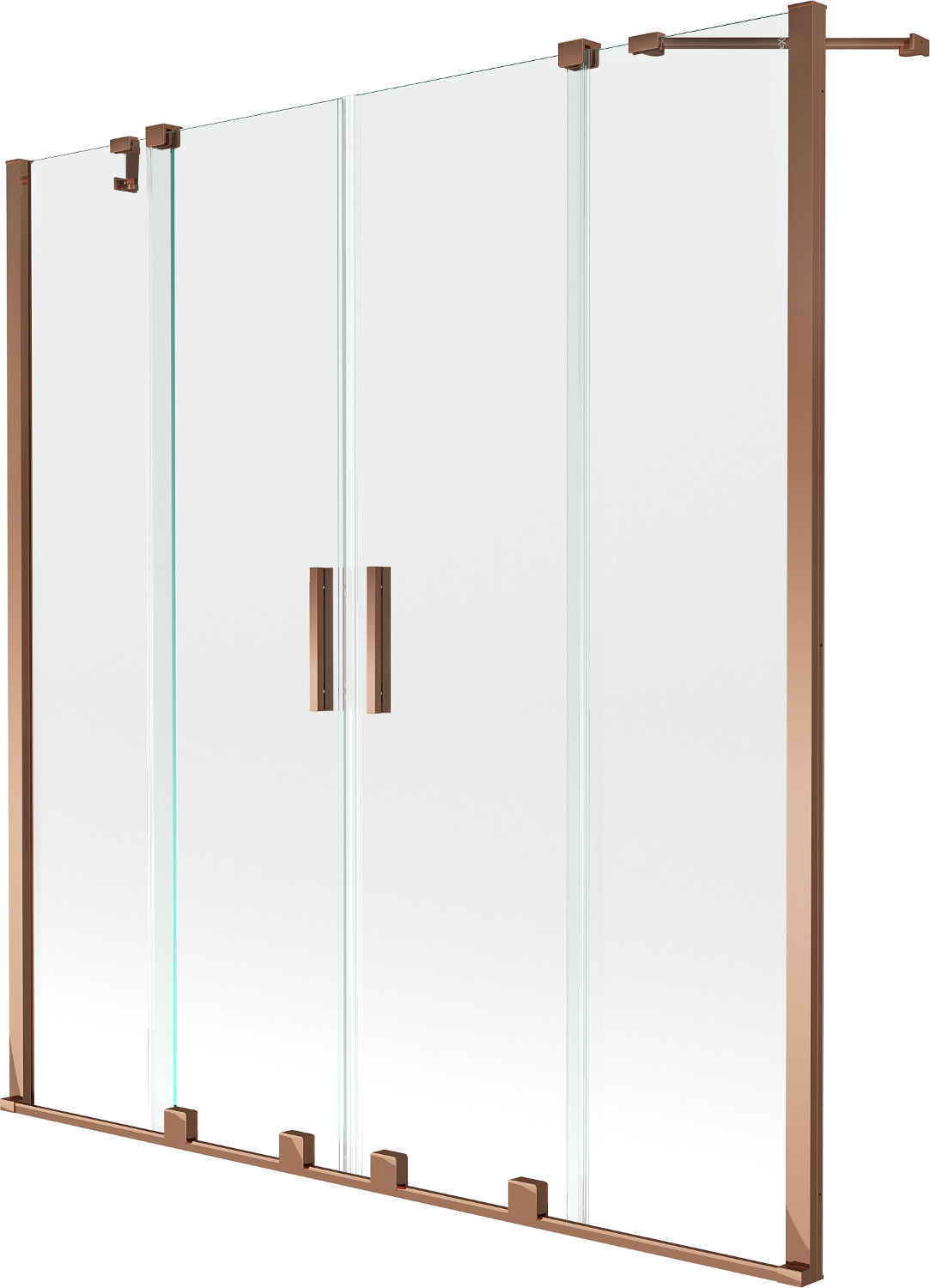 Mexen Velar Duo paravan cadă 2-aripi culisant 160 x 150 cm, transparent, Roz-auriu - 896-160-000-02-60