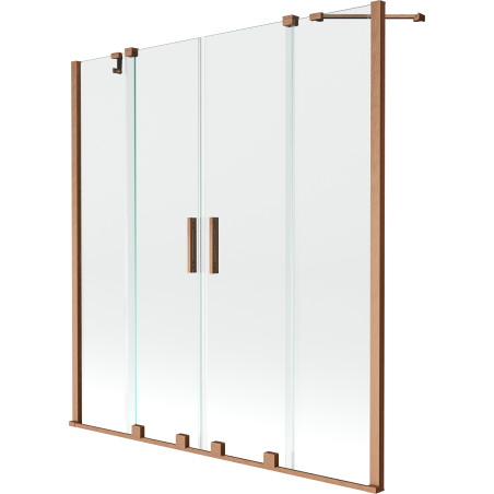 Mexen Velar Duo paravan cadă 2-aripi culisant 160 x 150 cm, transparent, Cupru cu aspect periat - 896-160-000-02-65