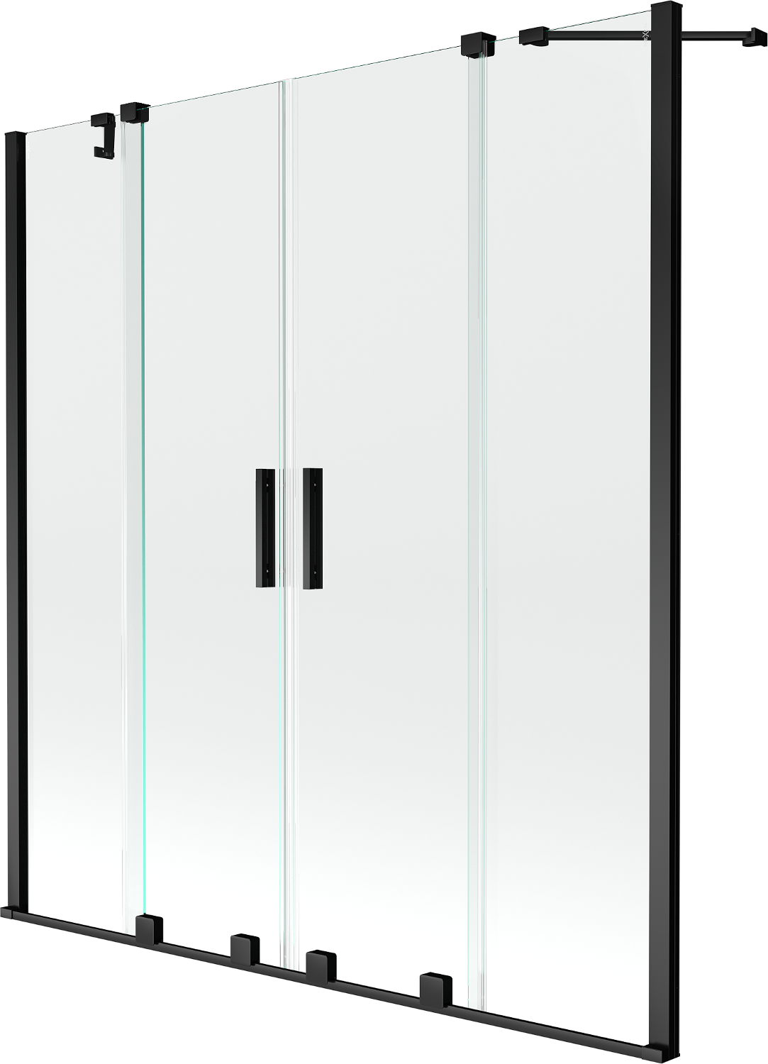 Mexen Velar Duo paravan cadă 2-aripi culisant 160 x 150 cm, transparent, Neagră - 896-160-000-02-70