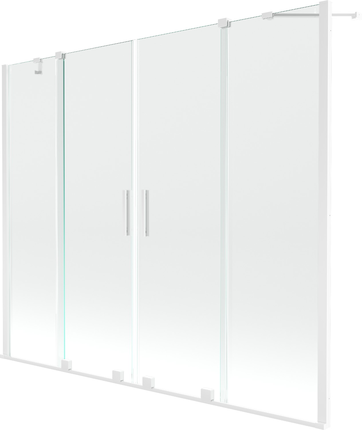 Mexen Velar Duo paravan cadă 2-aripi culisant 170 x 150 cm, transparent, Albă - 896-170-000-02-20