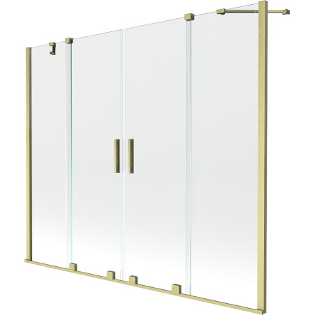 Mexen Velar Duo paravan cadă 2-aripi culisant 180 x 150 cm, transparent, auriu cu aspect periat - 896-180-000-02-55