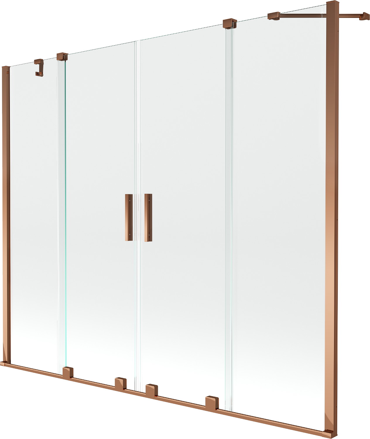 Mexen Velar Duo paravan cadă 2-aripi culisant 200 x 150 cm, transparent, Roz-auriu - 896-200-000-02-60