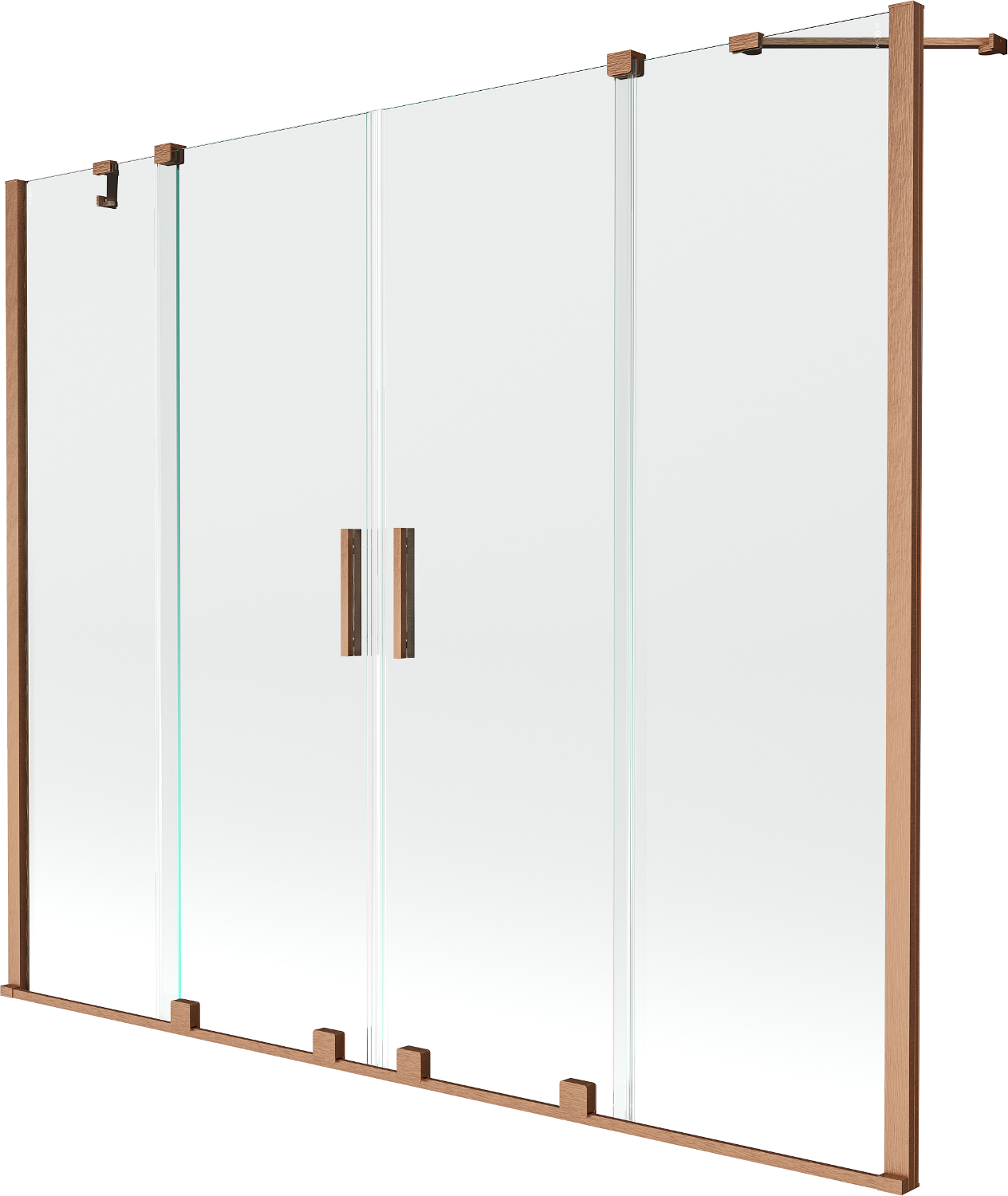 Mexen Velar Duo paravan cadă 2-aripi culisant 170 x 150 cm, transparent, Cupru cu aspect periat - 896-170-000-02-65