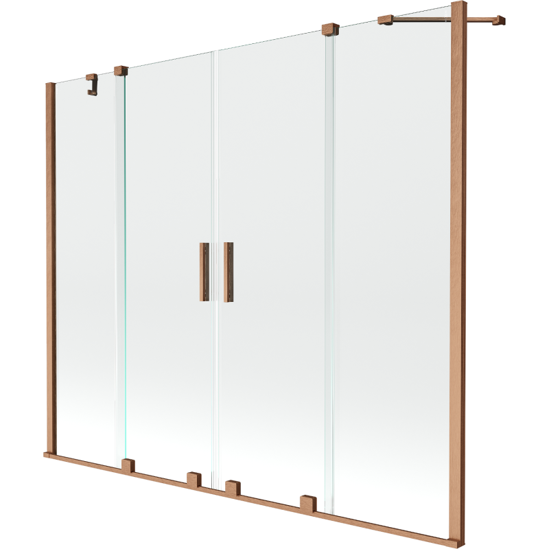 Mexen Velar Duo paravan cadă 2-aripi culisant 180 x 150 cm, transparent, Cupru cu aspect periat - 896-180-000-02-65