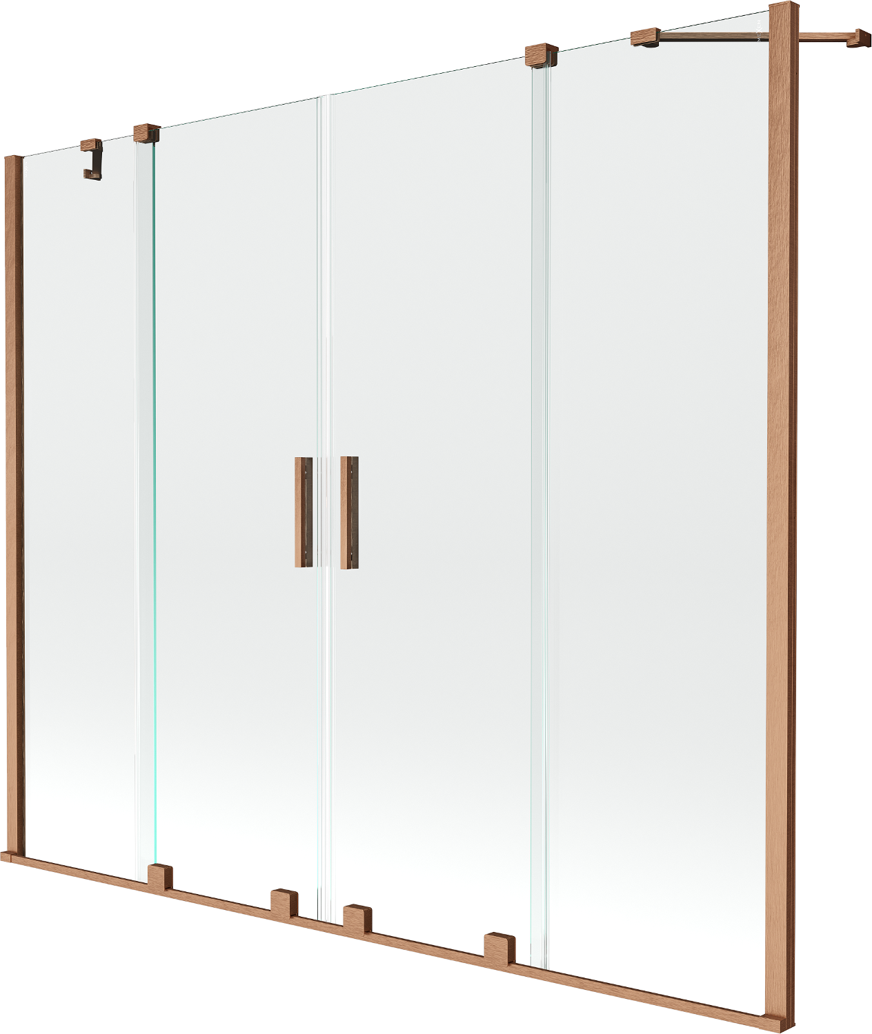 Mexen Velar Duo paravan cadă 2-aripi culisant 180 x 150 cm, transparent, Cupru cu aspect periat - 896-180-000-02-65