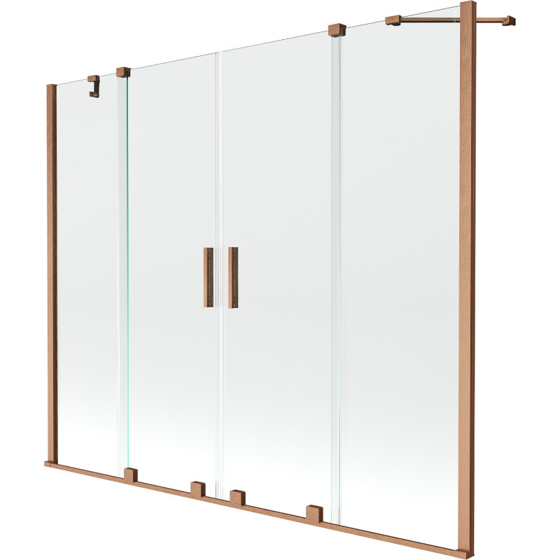 Mexen Velar Duo paravan cadă 2-aripi culisant 200 x 150 cm, transparent, Cupru cu aspect periat - 896-200-000-02-65